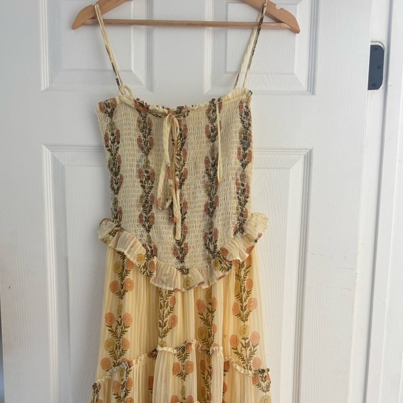 NWT Free People Alejandra midi dress yellow floral - Picture 3 of 5